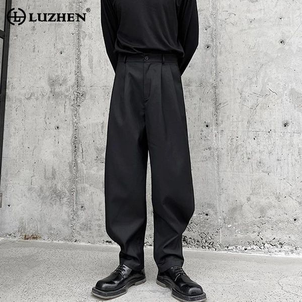 Pantalon masculin Luzhen Korean 2024 Spring plissé design d'épissage personnalité crayon élégant pantalon original à la mode LZ2144
