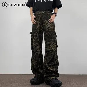 Pantalon pour hommes Luzhen Leopard PROPRES IMPRESSION POCHETS SPLICING PERSONNALITÉ MENSEMENT D'ORIGINATION HOMMES LIGNE LAG LAG LZ2587