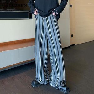 Herenbroeken LUZHEN Niche Highend Baggy Suit-broek Mode Gestreept Contrastkleur Casual Wijde pijpen Trendy losse kleding Fce3ad