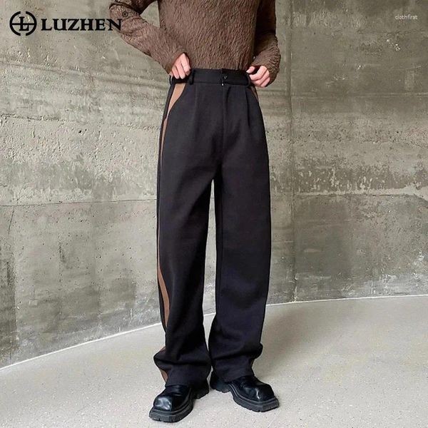 Pantalon masculin luzhen costume décontracté original épaissis de couleur de contraste de couleur design droit pantalon de style coréen large jambe lz1799