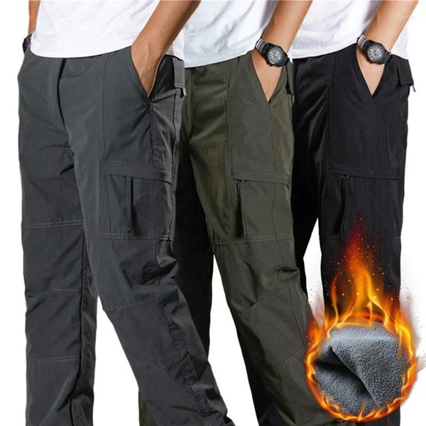 Pantalon pour hommes M-3XL Outillage épais imperméable polaire cargo hommes femmes hiver extérieur multi-poches lâche pantalon global droit