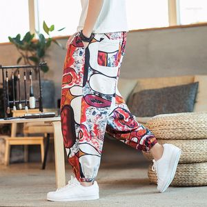 Herenbroek M-5xl Chinese stijl Heren bedrukte Casual dunne hiphop uitlopende plus size katoen joggers Mens cool streetwear