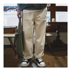 Pantalons pour hommes Maden japonais rétro coton coquille de graine de riz blanc jeans décontractés lâches droites pantalons longs pantalons cargo pantalons de survêtement hommes pantalons 230327