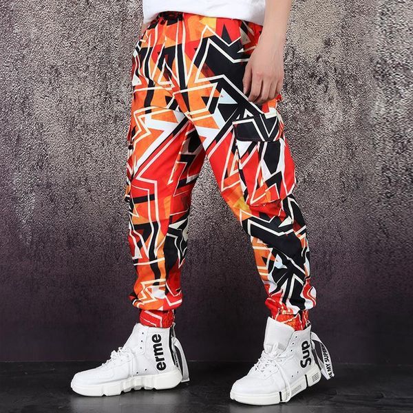 Pantalones para hombres Pantalones de carga masculinos Joggers Pantalones de chándal Hombres Patrón de moda Impresión Streetwear Hip Hop Suelto Casual Harem