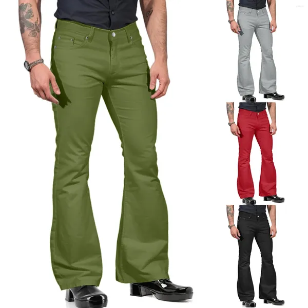 Pantalons pour hommes Mode masculine Casual Couleur unie Poche Costume Pantalon Bell Bottoms Peluche Maison
