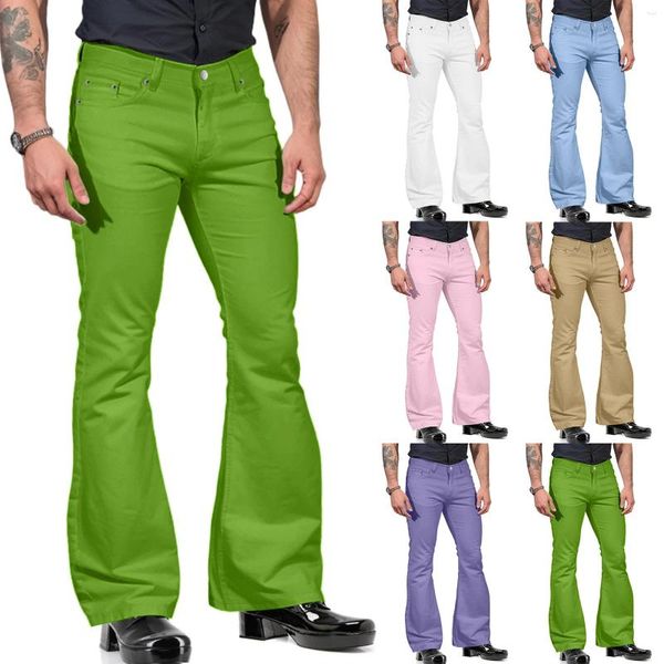 Pantalons pour hommes Mode masculine Solide Couleur Hommes Casual Pocket Bell Bottoms Homme Pantalon Y2K Vêtements Pantalones Travail Baggy Skinny Streetwear