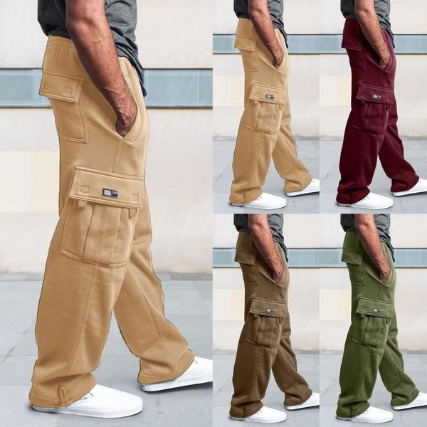 Pantalones para hombre, pantalones deportivos para hombre, pantalones para correr con cordón, cintura suelta, Color sólido, pantalones de chándal de lana con bolsillo, pantalones de verano para mujer con punta abierta