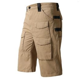 Pantalones para hombres sólido sólido en general múltiple botón capri pantalón pantalón pantalones cortos de verano para hombres pantalones de chándal delgado fitness ropa hombre