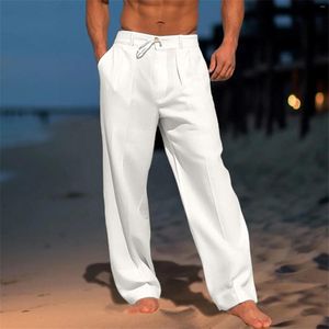 Pantalon pour homme, costume de printemps et d'été, décontracté, couleur unie, peinture, ample, grande taille, jambes larges, poches, survêtement d'affaires