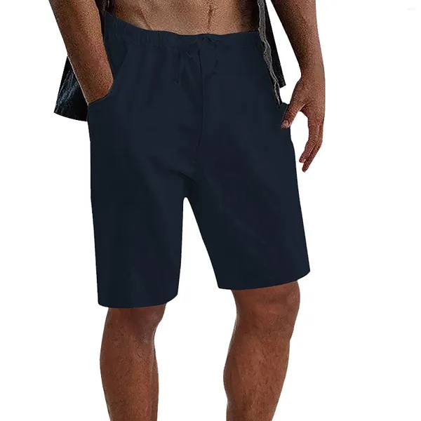 Pantalones para hombre, pantalones cortos informales de verano para hombre, pantalones cortos sólidos con cordón, pantalones cortos para correr con forro de 7 pulgadas para hombre, ejercicio para hombre