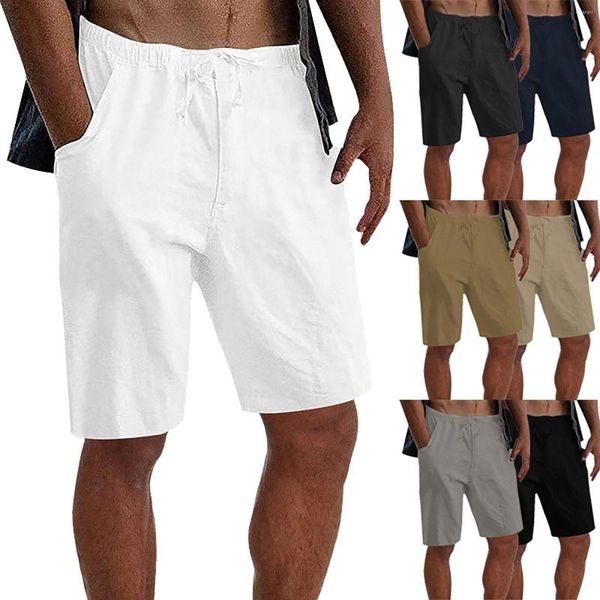 Pantalones de hombre Hombre Verano Casual Sólido Pantalón corto Pantalón con cordón Bolsillo Moda