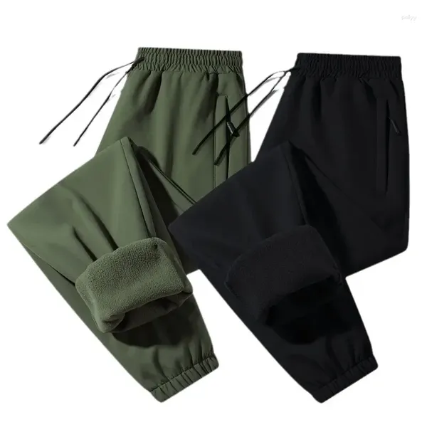 Pantalones para hombres Masculino Grueso Cálido Térmico Felpa A prueba de viento Carga impermeable 2023 Pantalón de lana Invierno Talla grande 5XL Negro