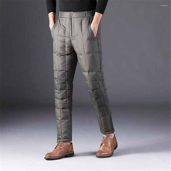 Pantalon d'homme homme automne haute taille élastique crayon épais blanc canard vers le bas mâle hiver chaud bouffant pantalon capris