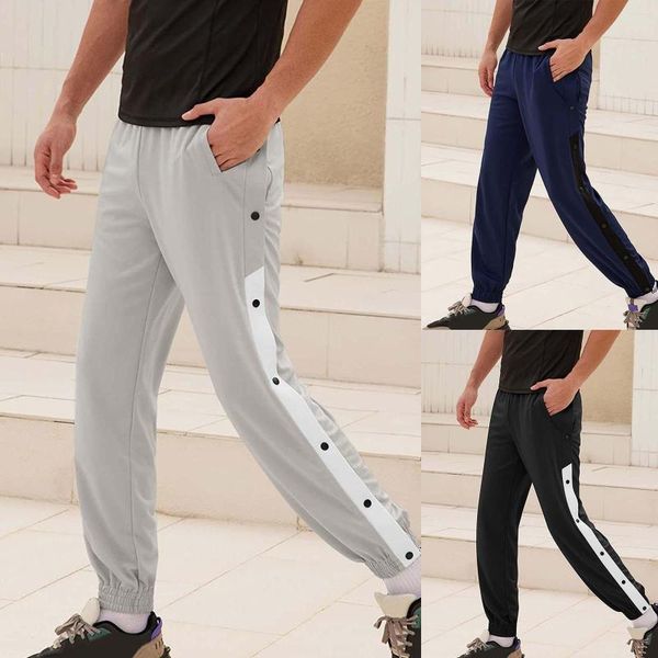 Pantalones de hombre Hombre Jogger Moda Side Split Button Pantalones de chándal a rayas Deportes para hombre Running Baloncesto Casual All Match Pantalones