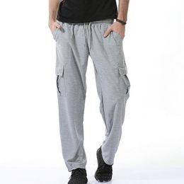Pantalon pour homme, couleur unie, multi-poches, décontracté, grande taille, pantalon de survêtement (M-3XL)