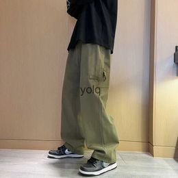 Heren broek Matta streetwear skatebroek katoen Koreaanse mode heren wijde cargobroek losse rechte dunne oversize broek zwart kakiyolq