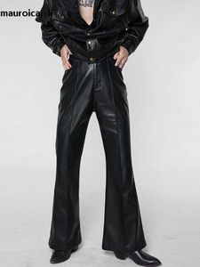 Pantalon masculin Mauroicardi printemps et automne Cool Long noir noir pant cuir pantalon de cuir masculin