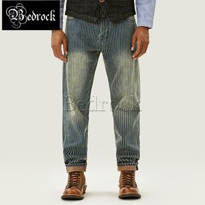 Pantalons pour hommes MBBCAR 13 5oz pantalon en denim brut vintage pantalon à rayures bleues pour hommes artisanat lavé cargo rétro crayon Amekaji 749 230207