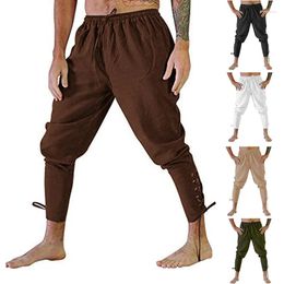 Mannen Broek Middeleeuwse Renaissance Pirate Man Cosplay Kostuum Losse Halloween Party Effen Mannen Bandage Broek Kleding