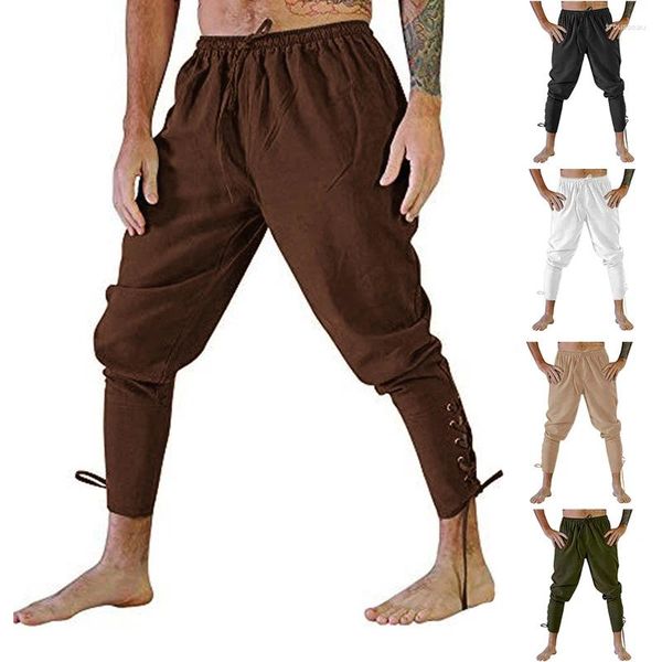 Pantalons pour hommes Médiévale Renaissance Pirate Man Cosplay Costume Lâche Halloween Party Solide Hommes Bandage Pantalon Vêtements