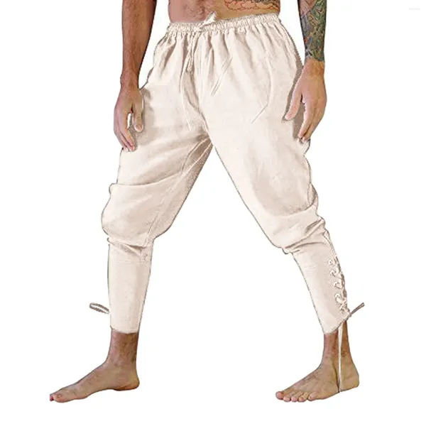 Pantalon pour hommes Costume de pirate viking médiéval pour hommes pantalons femmes à lacets Renaissance marron noir plus taille halloweenjogg