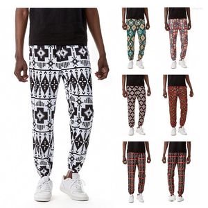 Pantalons pour hommes Pantalons de survêtement imprimés africains pour hommes Taille élastique Poche à cordon Dashiki Streetwear Hip Hop Hippie Pantalon de jogging