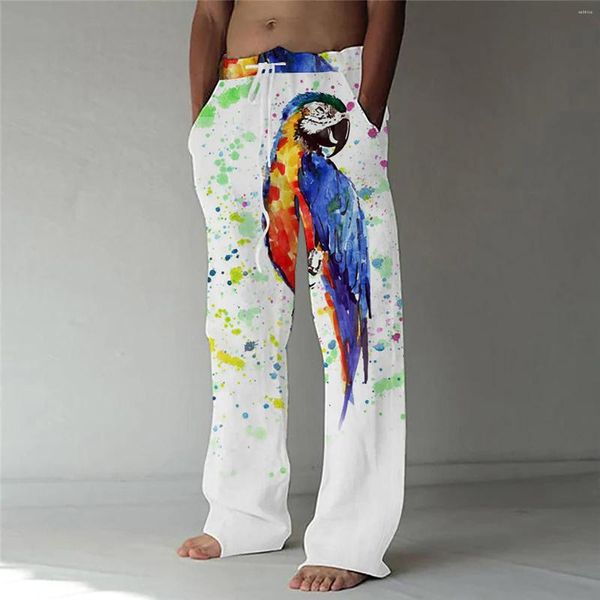 Pantalones para hombres Casual para hombres Impresión digital Serie de pájaros juveniles Pantalones de cintura media Colorido Boy 12 Casa con fondos Rave