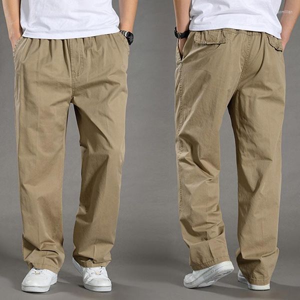 Pantalons pour hommes hommes décontracté mode coréenne vêtements de travail Capris droit gros homme lâche grande taille Cargo PantsMen Naom22