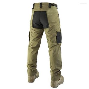 Pantalons pour hommes décontracté printemps tactique panneau multi-poches contraste de couleur randonnée en plein air tournée armée vert salopette