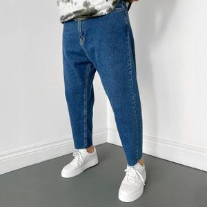 Herenbroek heren mode casual denim solide rechte tassel broek poot rits pocket jeans streetwear broek