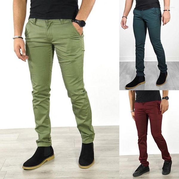 Pantalon homme mode homme jean 2022 printemps vert vin rouge couleur unie coupe ajustée décontracté affaires adulte vêtements pantalon