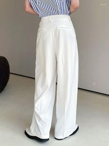 Pantalones para hombres Pantalones rectos casuales 2023 Otoño Verano Antiarrugas Verde Blanco Pierna ancha Pantalones de moda coreanos 2A0263
