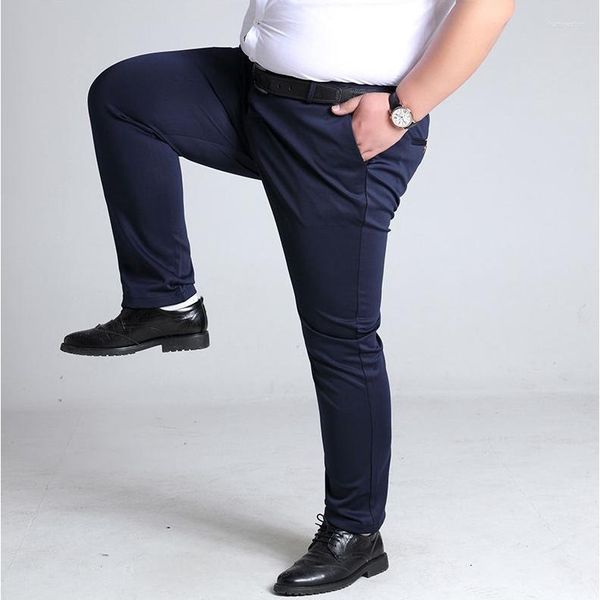 Pantalones para hombre, gruesos, grandes, formales, de talla grande, Seluar Slack Lelaki, elásticos, informales, de negocios, para hombre, pantalones largos, pantalones flexibles