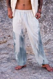 Pantalones para hombres Pantalones para hombres Casual 2024 Corbata de cintura media suelta transpirable recta playa delgada yoga de secado rápido