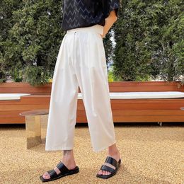 Herenbroek heren wijd puten zomer gepersonaliseerde geplooide donkere mode casual retro losse oversized negen minuten durende negen minuten