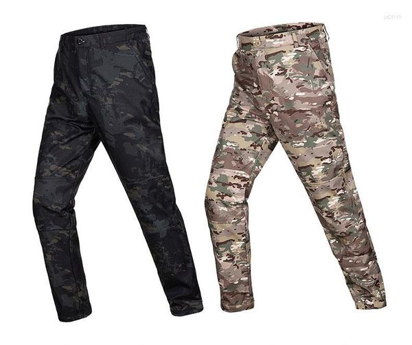 Pantalones para hombres Softshell para mujer Camuflaje táctico Terciopelo Hombres al aire libre Otoño Invierno Pantalones cálidos a prueba de viento sueltos