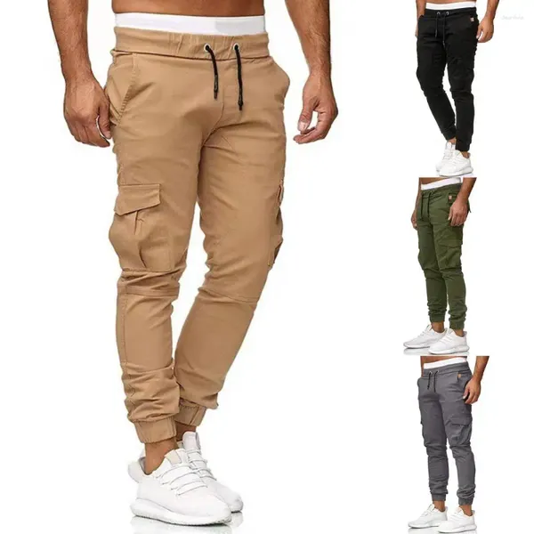 Pantalons pour hommes Hommes Cordon de serrage à la cheville Taille élastique Cargo Patchwork Multi Poches Élastique Cheville Vêtements