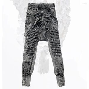 Pantalons pour hommes Hommes asymétrique industrie lourde déconstruit droit gris foncé en détresse décontracté sarouel pantalon pour