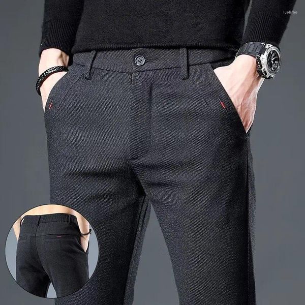 Pantalons pour hommes Hommes Automne Hiver Laine Épaissie Costume Mode Business Casual Slim Fit Stretch Mâle Marque Pantalon 38