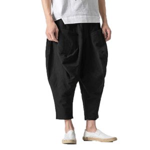 Herenbroek mannen baggy pants grote kruisbroek elastische taille harembroek brede poten mannen uniex hiphop katoenlijn track broek plus maat z0225