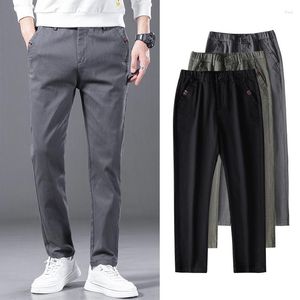 Pantalon homme homme noir gris été ample mince respirant couleurs unies pantalon décontracté mode affaires droite Stretch