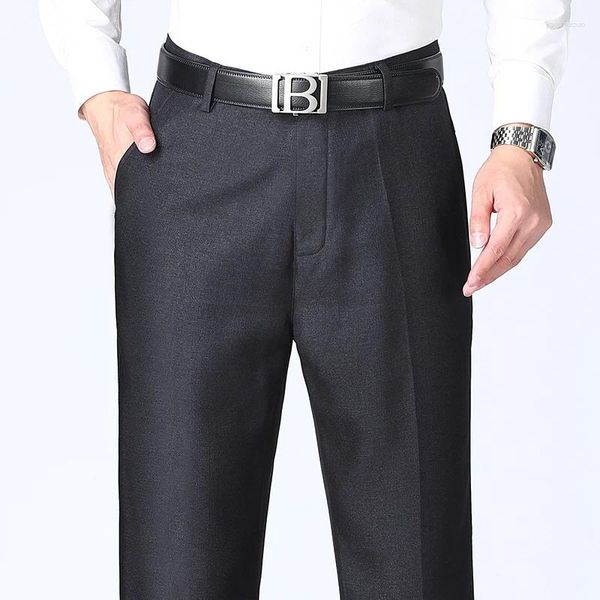 Pantalons masculins Black Slim Fit Office Business Homme Streetwear épaissoir Smart Casual Automne Hiver Mens Long Taille Big Taille 29-40