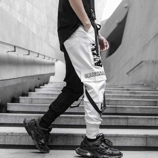 Pantalones de hombre Hombres negro blanco patchwork casual techwear pantalones cargo punk hip hop streetwear joggers hombre vintage slim fit pantalones de chándal J230420