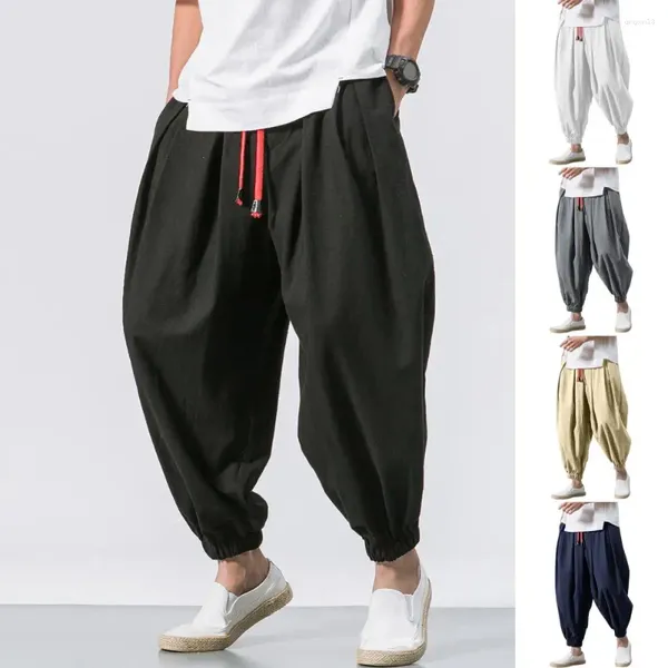 Pantalones de hombres Bloomers Fagos Profesos Profesos Loose Drawstring Elástico cintura elástica Tobillo Casco Long Harem pantalones