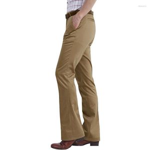 Pantalones de hombre, pantalones de corte de bota para hombre, moda de negocios, oficina clásica, cómodos, Kahki, negro, blanco, ajustado, parte inferior Formal, traje acampanado Drak22