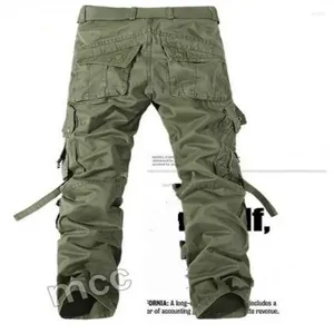 Pantalones para hombres hombres Ejército de carga gris verde gris grande decoración casual fácil lavado macho otoño p1309