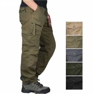 Herenbroek mannen vrachtgevecht militaire werk overalls Losse rechte tactische broek Multi-pocket baggy casual katoenen broek 5xlmen's