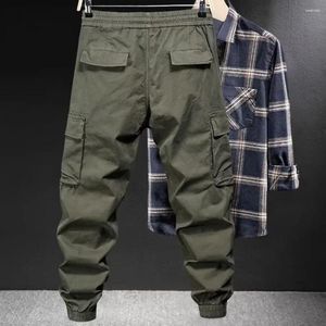 Pantalon masculin cargo de taille élastique durable avec cordon de cordon de sport extérieur pour le printemps automne