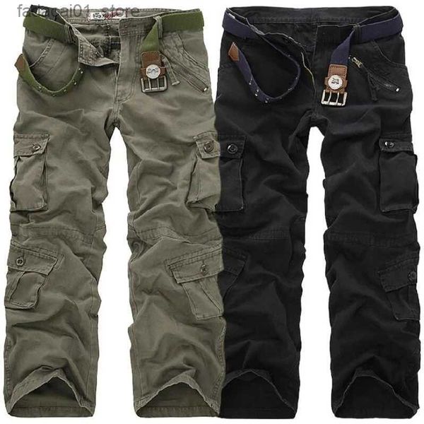 Pantalones para hombres Pantalones de carga para hombres Pantalones largos casuales de alta calidad Pantalones militares de camuflaje con múltiples bolsillos sueltos para hombre Joggers de calle talla grande 44 Q240305