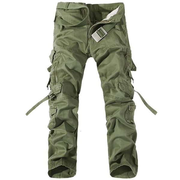 Men's Pants Hommes Cargo pantalon hommes décontracté coton pantalon solide hommes militaire pantalon salopette Multi poches décoration grande taille sans ceinture 230922